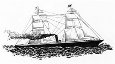 Hybrid steam-sailing vessel